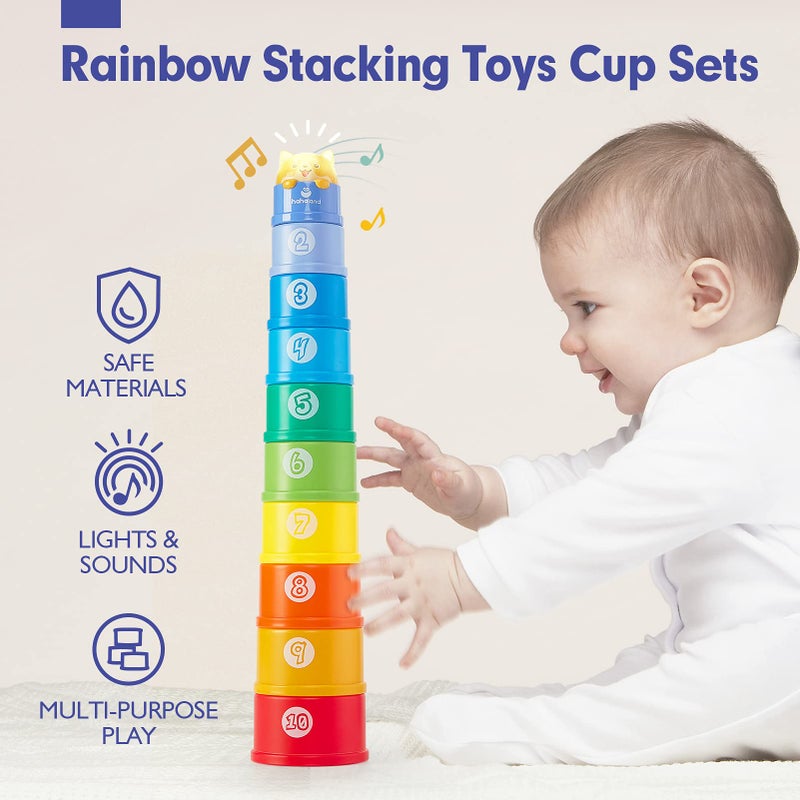 hahaland Stacking Toys for Toddlers 1-3 - Stacking Cups - Toddler Toy Age 1-2 Learning Montessori Toys for 1 Year Old Boy Baby Stacking Cups 12-18 Months - Image 2