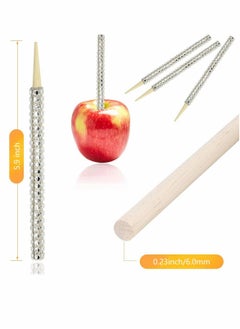 Y&D Candy Apple Bamboo Sticks, 36 Pack Caramel Wooden Bling Pointed Skewers, Food Sticks for Rice Krispy Treats Cookie Pops Brownies Homemade Corn Dogs with Glass Bag Glitter Ribbons Tie  - Image 2