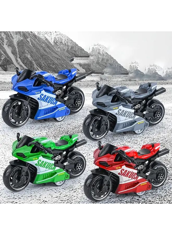 Red Alloy Pull Back Motorcycle Toy Racing Model Thick Wheel Anti Fall Wear Resistant - Image 2