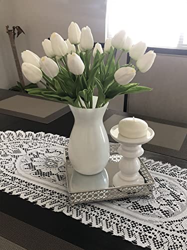 Beferr White Tulips Artificial Flowers 18Pcs Faux Silk Tulip Real Touch Tulip Fake Flowers Bouquets Arrangements for Mother's Day Easter Spring Flowers Gifts Home Table Decor - Image 5
