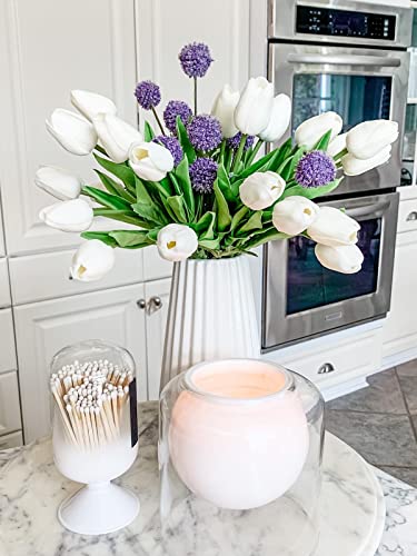Beferr White Tulips Artificial Flowers 18Pcs Faux Silk Tulip Real Touch Tulip Fake Flowers Bouquets Arrangements for Mother's Day Easter Spring Flowers Gifts Home Table Decor - Image 4