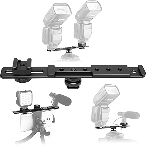 ChromLives 8'' Cold Shoe Extension Bar, Flash Straight Bracket, Camera Dual Mount Flash Bracket Compatible with Nikon Canon Sony Olympus DSLR Camera Camcorder DV - Image 1