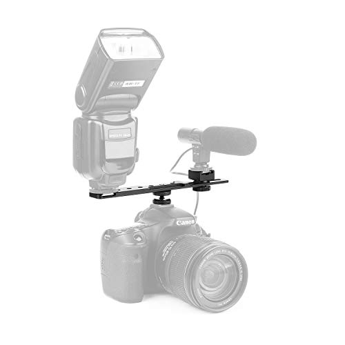 ChromLives 8'' Cold Shoe Extension Bar, Flash Straight Bracket, Camera Dual Mount Flash Bracket Compatible with Nikon Canon Sony Olympus DSLR Camera Camcorder DV - Image 2