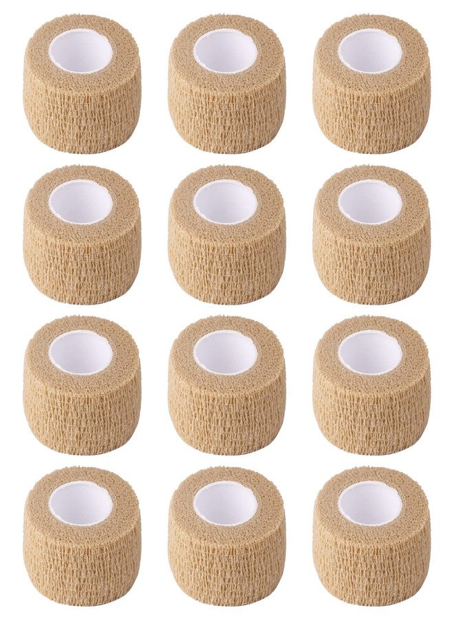 JIAKAI 1 Inch Wide Skin Colour Elastic Self- Adhesive Bandage Finger Tape,Wrap Bandages for Wrist and Ankle for Chair and Table Legs to Reduce Friction and Noise-12pc - Image 1