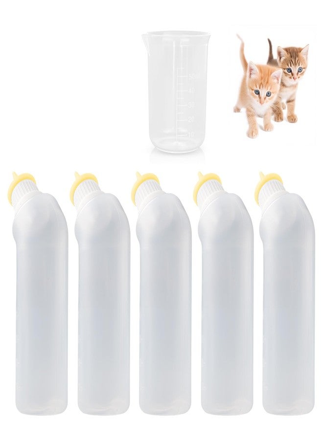 Xuandea 5Pack Kitten Bottle for Nursing Puppy Milk Kitten Bottles Feeding Kit Silicone Nipple for Newborn Pets Kittens, Puppy,Squirrel (Yellow) - Image 1