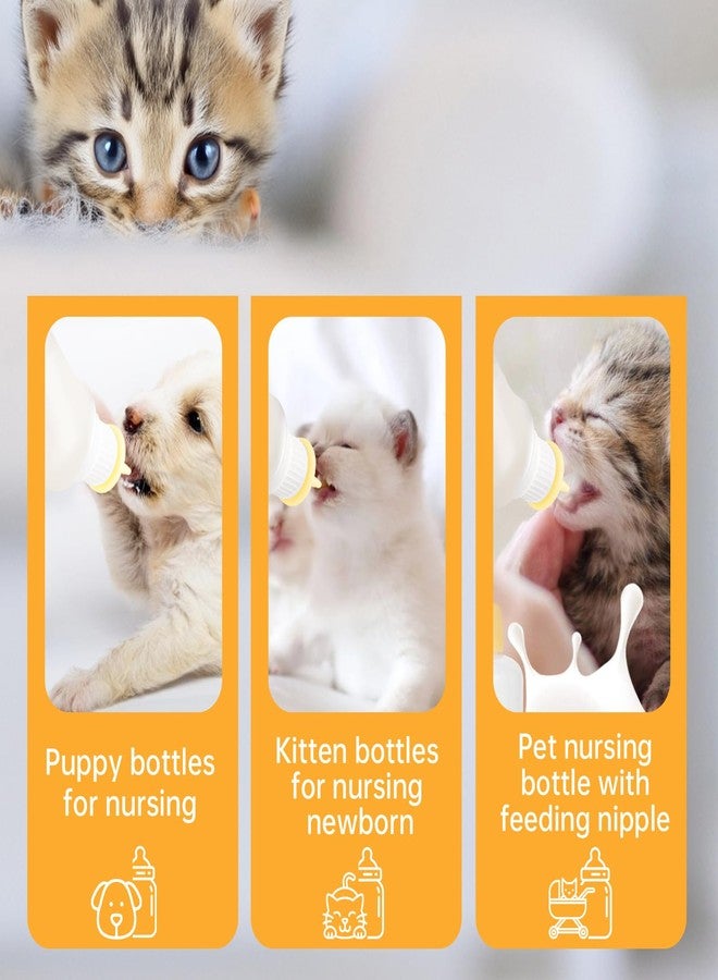 Xuandea 5Pack Kitten Bottle for Nursing Puppy Milk Kitten Bottles Feeding Kit Silicone Nipple for Newborn Pets Kittens, Puppy,Squirrel (Yellow) - Image 4