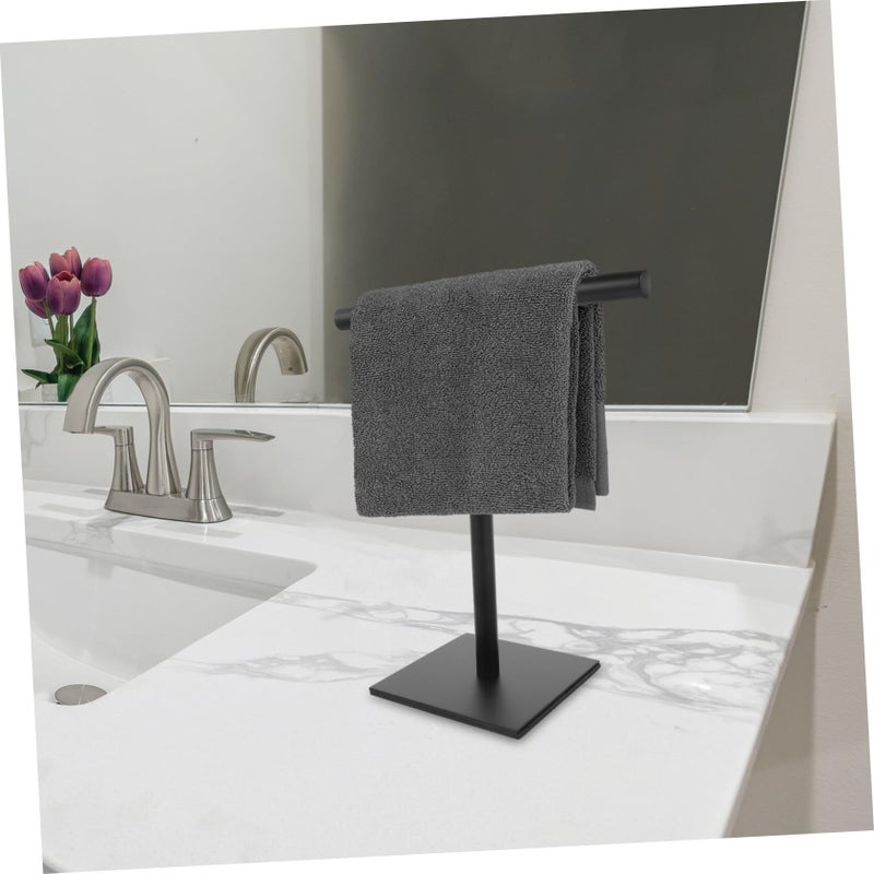 Silver Stainless Steel Towel Rack Space Saving Countertop Bathroom Organizer Elegant Display - Image 4