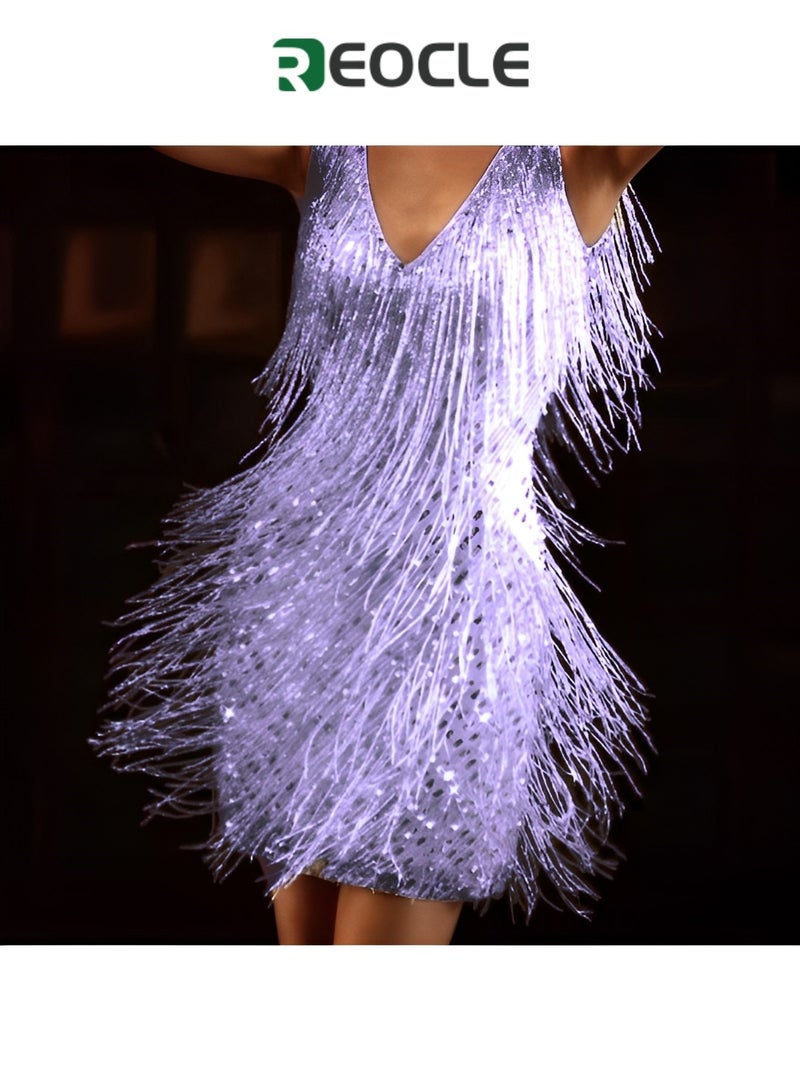 REOCLE Dress Sleeveless Pencil Skirt Midi Skirt Tassel Skirt Trendy Fashion Elegant Evening Party Dance - Image 4