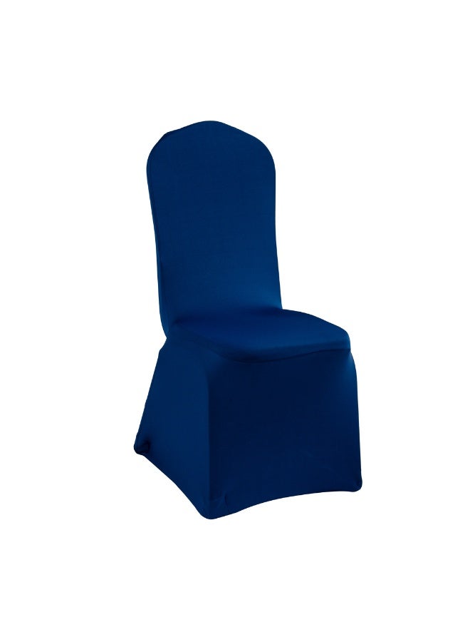 Restaurantware Table Tek 14 x 14 Inch Spandex Chair Covers, 10 Universal Stretch Chair Covers - Washable, Wrinkle-Free, Blue Polyester Banquet Chair Covers, Seat Covers For Weddings or Parties, - Image 2