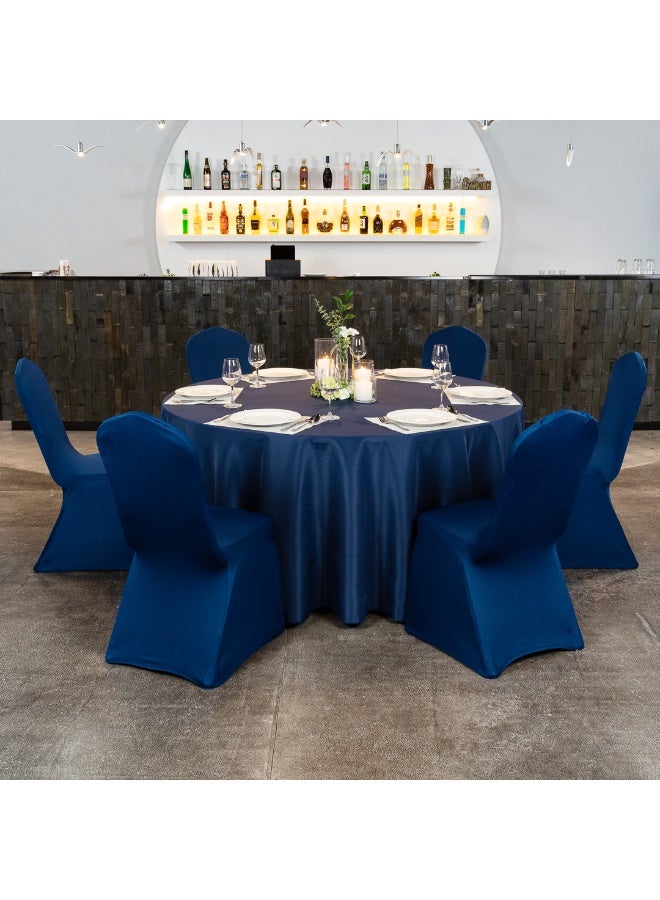 Restaurantware Table Tek 14 x 14 Inch Spandex Chair Covers, 10 Universal Stretch Chair Covers - Washable, Wrinkle-Free, Blue Polyester Banquet Chair Covers, Seat Covers For Weddings or Parties, - Image 5