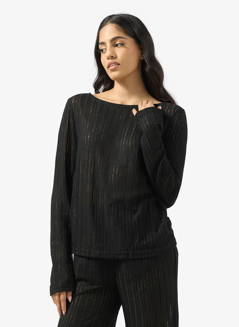 جينجر Relaxed Pointelle Top & Pant Lounge Set