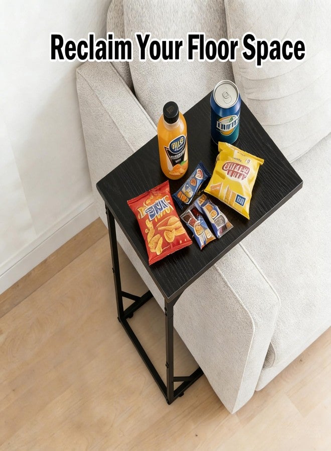 facka C Shaped End Table for Couch, Small Side Table for Living Room & Bedroom, Slide Under Sofa Table for Laptop, Coffee, Snacks, Easy Assembly, Modern Design - Image 3