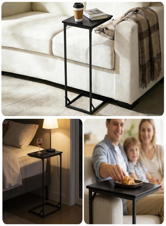 facka C Shaped End Table for Couch, Small Side Table for Living Room & Bedroom, Slide Under Sofa Table for Laptop, Coffee, Snacks, Easy Assembly, Modern Design - Image 5