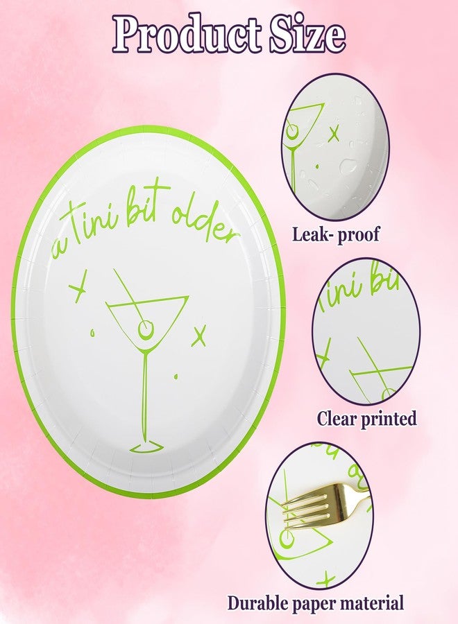 Elyxio 48Pcs A Tini Bit Older Party Plates Martini Bar Disposable Paper Plates Weenies and Tinies 9" and 7" Dinner Dessert Plates for Espresso Bachelorette Trendy Green Party Supplies - Image 3