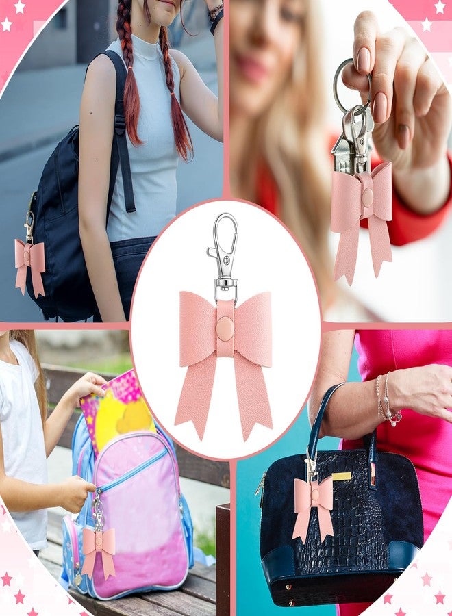 Equsion 12 Pcs Leather Bow Keychain Bulk Christmas Cute Bow Keychain Pendant Gifts for Purse Charms Decoration Women Girls(Pink) - Image 4