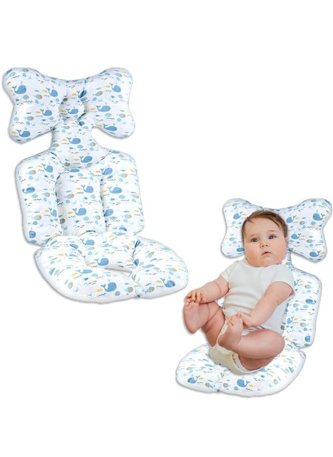 Generic - Stroller Seat Cushion Infant Car Seat Insert Stroller Head and Body Support Pillow Breathable Car High Chair Cushion Non Slip Cushion for Baby Kid Toddler(Blue Whale) - Image 1
