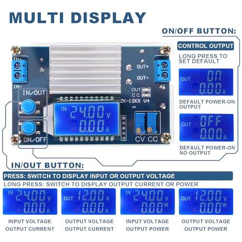 DROK Rees52 Dc Buck Converter, 5.3V-32V To 1.2V-32V 12A Adjustable Power Supply, 5V 9V 12V 24V 30V 32V Step Down Voltage Regulator With Lcd Display - Image 3