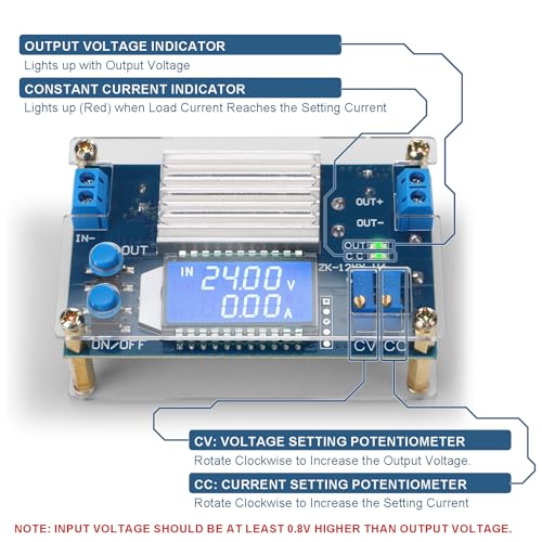 DROK Rees52 Dc Buck Converter, 5.3V-32V To 1.2V-32V 12A Adjustable Power Supply, 5V 9V 12V 24V 30V 32V Step Down Voltage Regulator With Lcd Display - Image 4