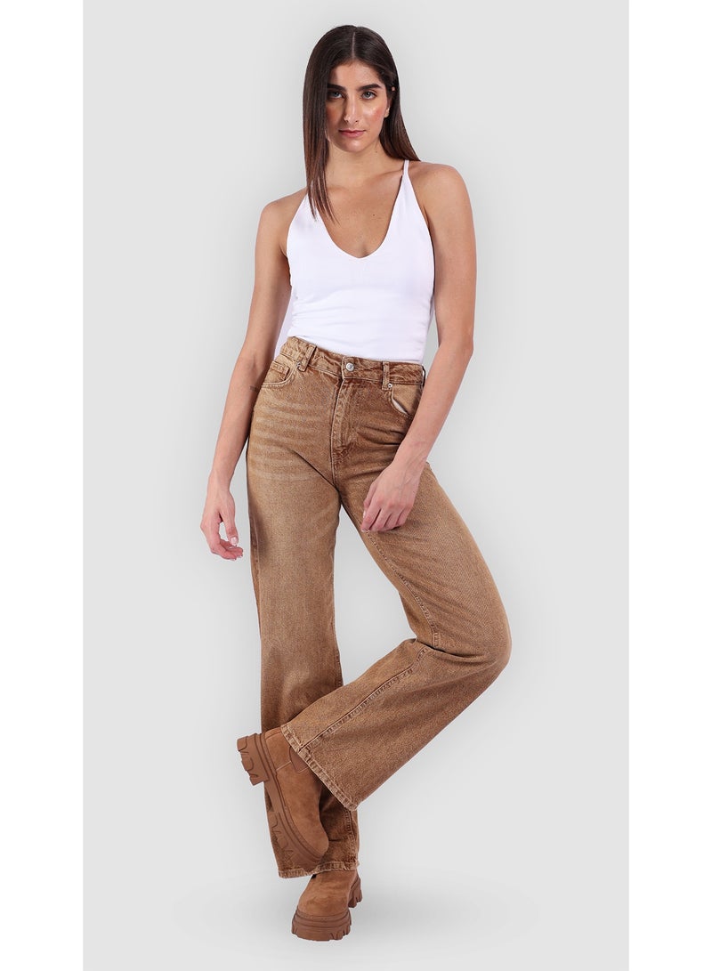 KYVELi Aurora High-Waist Straight Leg Jeans- Mustard - Image 1
