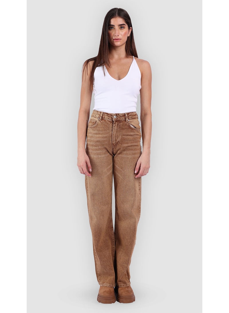 KYVELi Aurora High-Waist Straight Leg Jeans- Mustard - Image 2