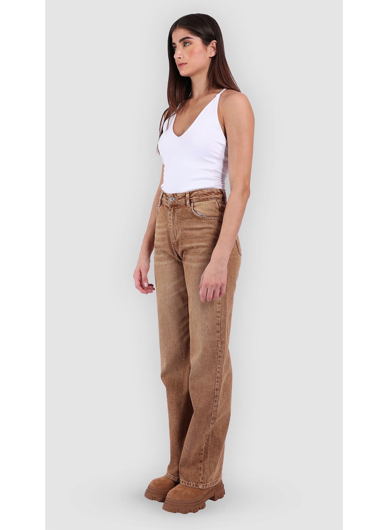 KYVELi Aurora High-Waist Straight Leg Jeans- Mustard - Image 3