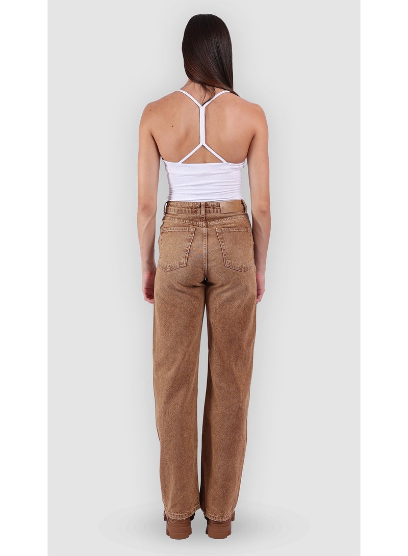 KYVELi Aurora High-Waist Straight Leg Jeans- Mustard - Image 5