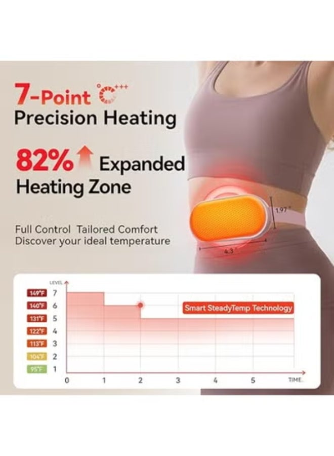 وسادة تسخين كهربائية محمولة لتشنجات الدورة الشهرية مع 7 مستويات حرارة و7 أوضاع لتخفيف آلام الدورة الشهرية والمعدة – بينك - Image 4