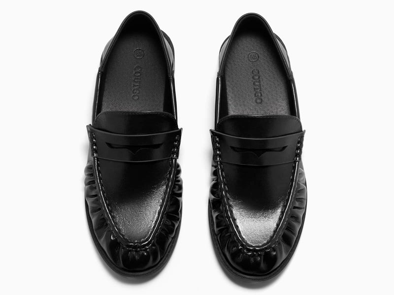 Coutgo Womens Penny Loafers for Women Comfortable Slip on Shoes Collapsible Heel Closed Toe Dressy Casual Work Flats, Black, Size 7 - Image 5