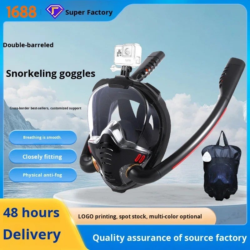 Bluejw Cross-Border Snorkeling Sambo Diving Mask Anti-Fog Full Dry Silicone Snorkel Set for Adults Children Swimming Goggles Equipment - Image 4