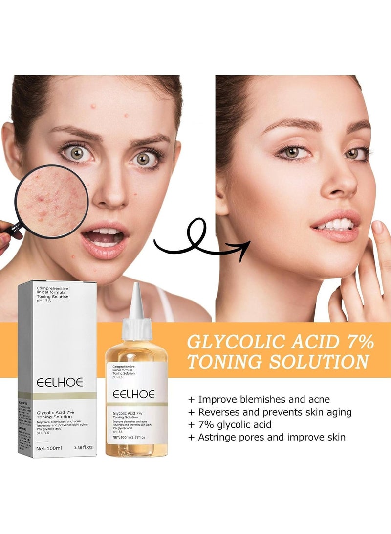 EELHOE Glycolic acid 7% toning solution common acne remover lifting firming wrinkles glowing facial skin care glycolic acid toner  - Image 3