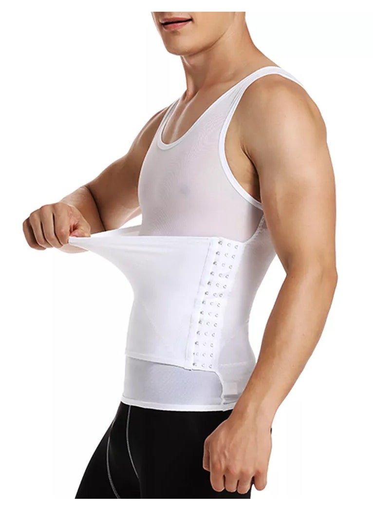 DubaiGallery Men Body Shaper Slimming Vest Tight Tank Top Compression Shirt Tummy Control Underwear Binder,Chest Body Posture Corrector Corset Sleeveless Vest Abdomen Control Underwear Shapewear THermal Tops  - Image 3