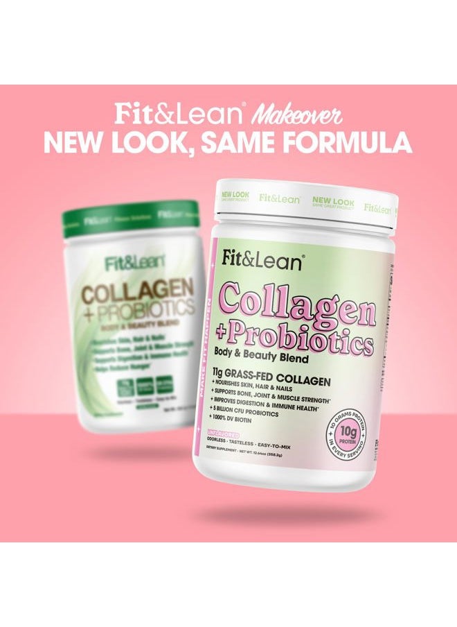 Fit & Lean - Collagen + Probiotics- Grass-fed Collagen Peptide Powder, Unflavored, 12.64oz - Image 1