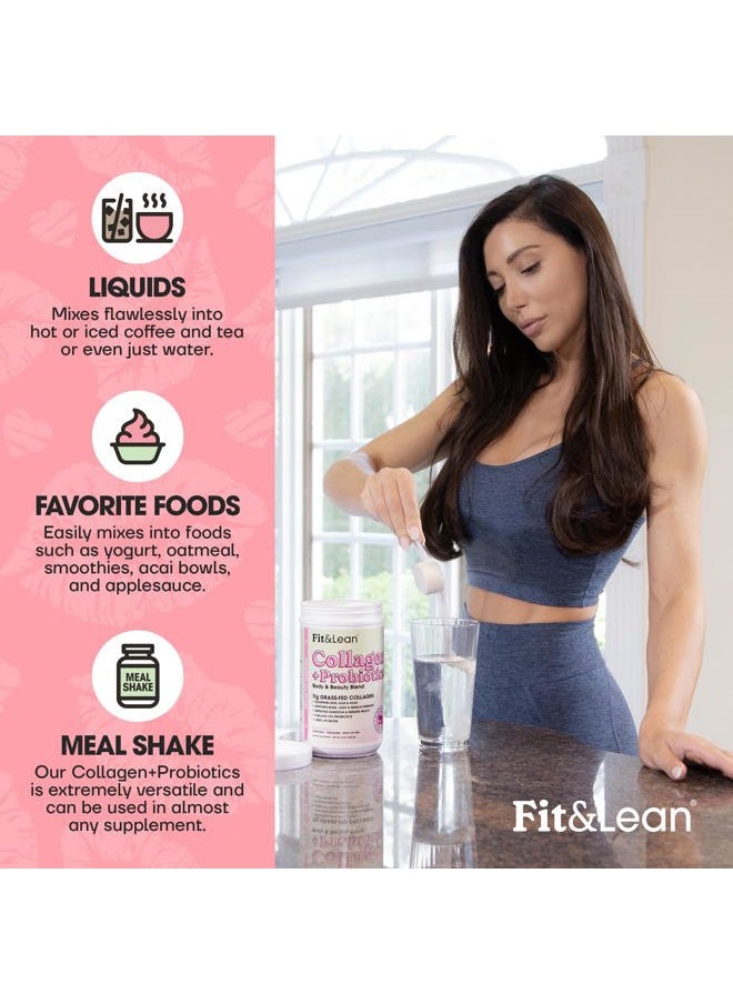 Fit & Lean - Collagen + Probiotics- Grass-fed Collagen Peptide Powder, Unflavored, 12.64oz - Image 1