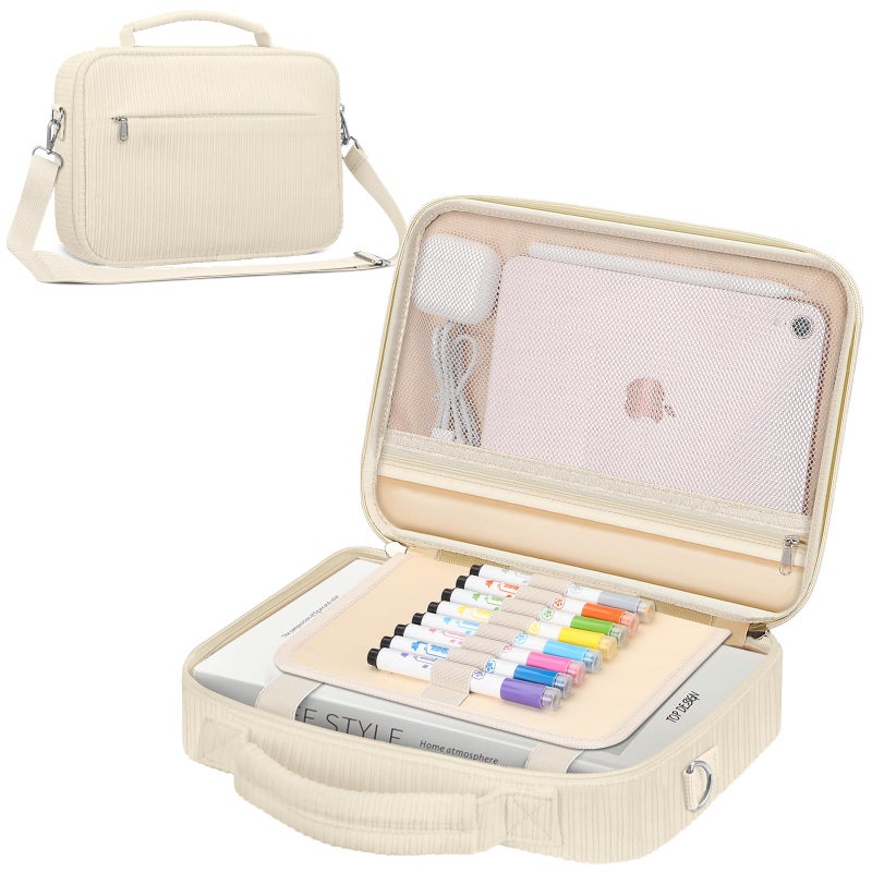 FINPAC Large Bible Cover wShoulder Strap Carrying Book Case Church Bag Bible Protective wPen Slots and Zippered Pocket Gift for Women Lady Corduroy Beige - Image 2