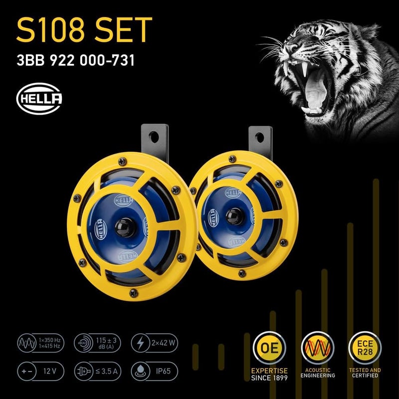 HELLA 922000731 Sharptone 12V High Tone/Low Tone Twin Horn Kit with Yellow Protective Grill, 2 Horns Wide use compliant quality - Image 5