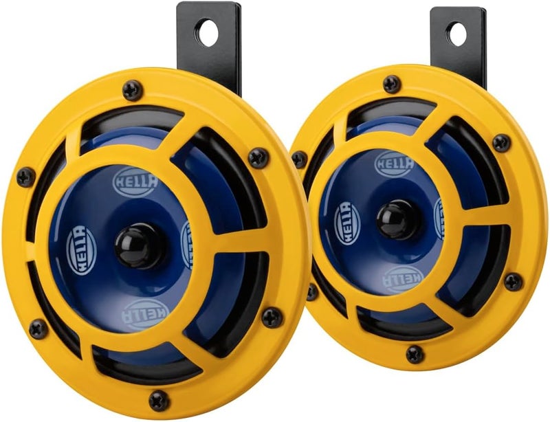 HELLA 922000731 Sharptone 12V High Tone/Low Tone Twin Horn Kit with Yellow Protective Grill, 2 Horns Wide use compliant quality - Image 2