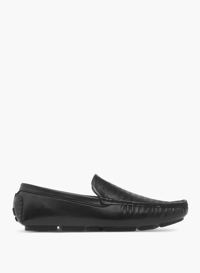 DUCHINI Men's Monogram Textured Slip-On Moccasins - Image 2