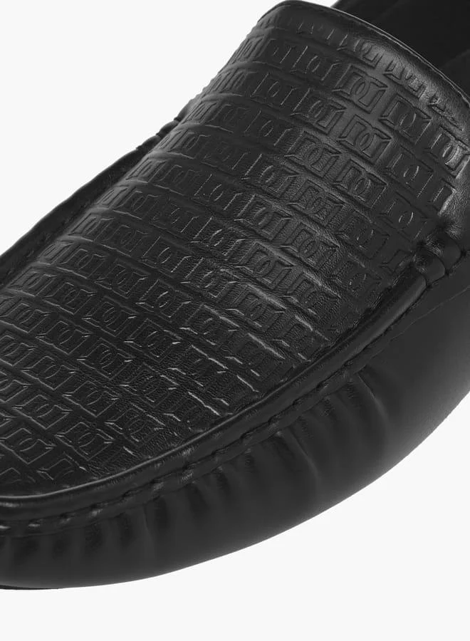 DUCHINI Men's Monogram Textured Slip-On Moccasins