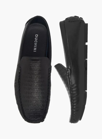 DUCHINI Men's Monogram Textured Slip-On Moccasins