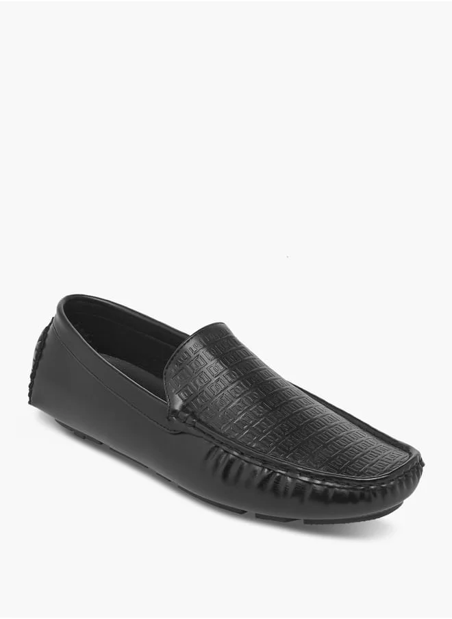 DUCHINI Men's Monogram Textured Slip-On Moccasins