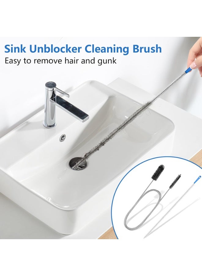 SUNSAR 2PCS Drain Unblocker Tools, Flexible Sink Cleaning Brush 61 inch Sink Unblocker Tool & 17.7 inch Pipe Cleaner Brush for Bathroom Kitchen Sewer Plug Hole - Image 2