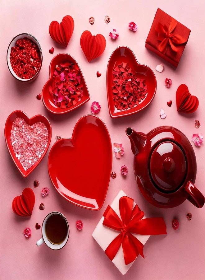 Willinglong 12 Pcs Red Heart Shaped Plates Ceramic Dishes for Elegant Dessert Display Salad Appetizer Plate Cooking Gift for Candy Steak Snacks Serving Wedding Anniversary Valentine's Day - Image 2