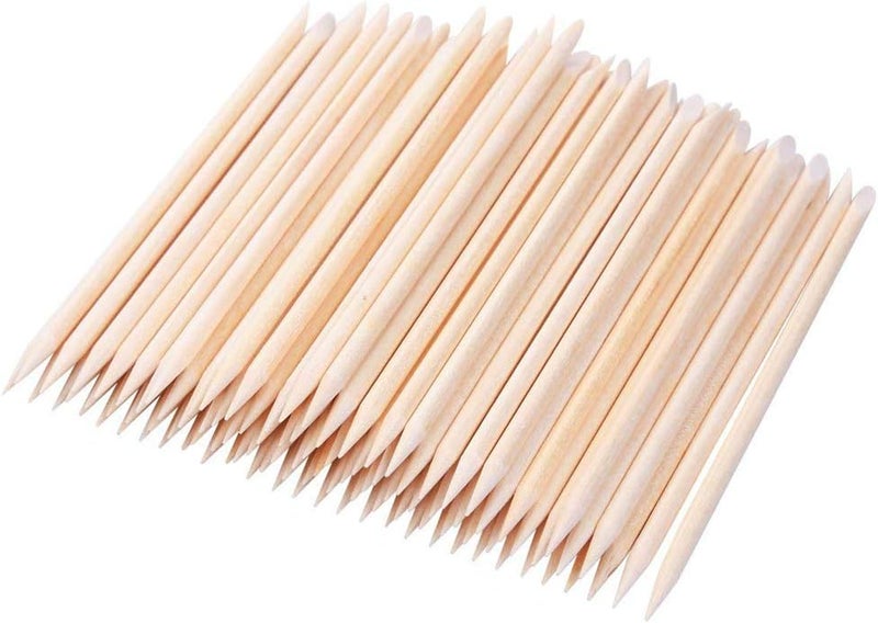 100 PCS Orange Wooden Sticks TEOYALL DoubleEnd Wood Cuticle Pusher Nail Art Manicure Pedicure Tools 100pcs