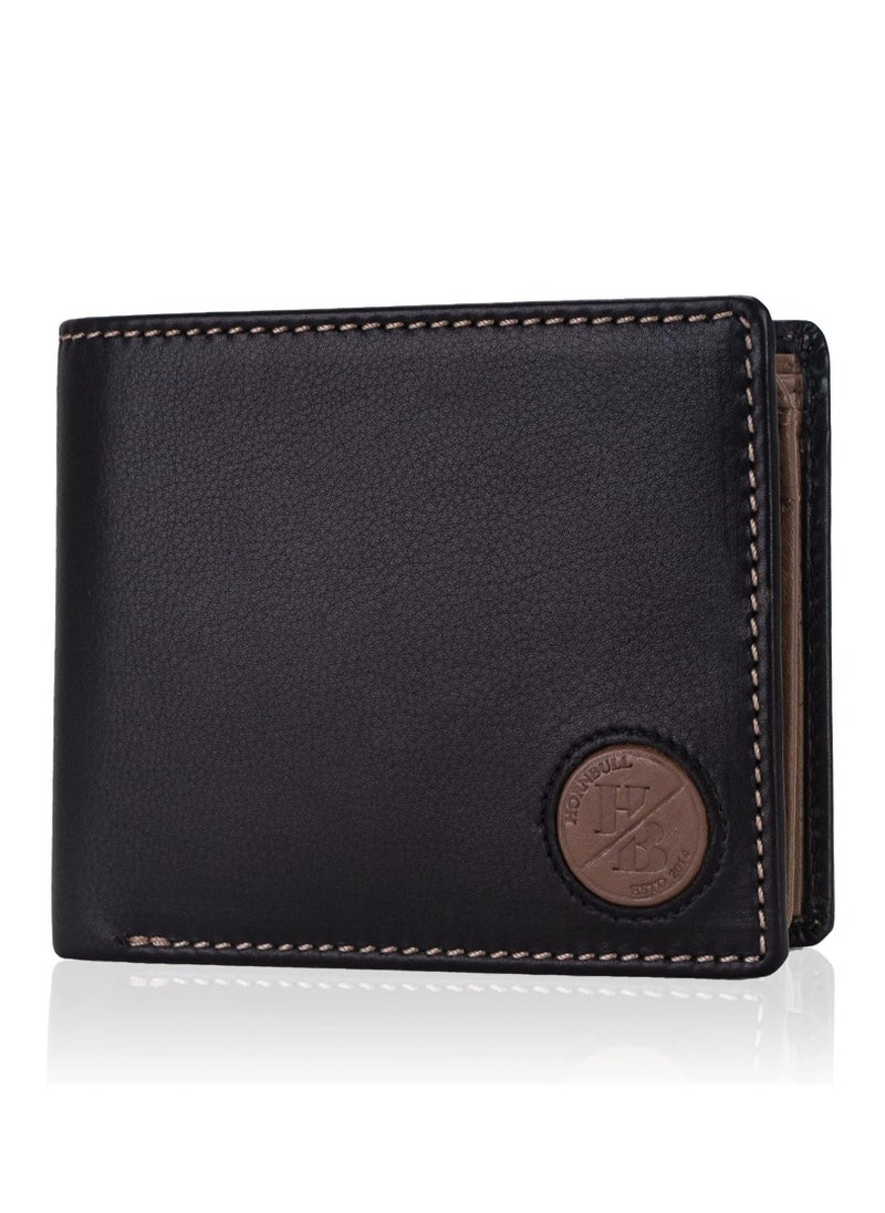 HORNBULL Bill Mens Leather Wallet, Black/Mud, Casual | MW167 (RV36)  - Image 1