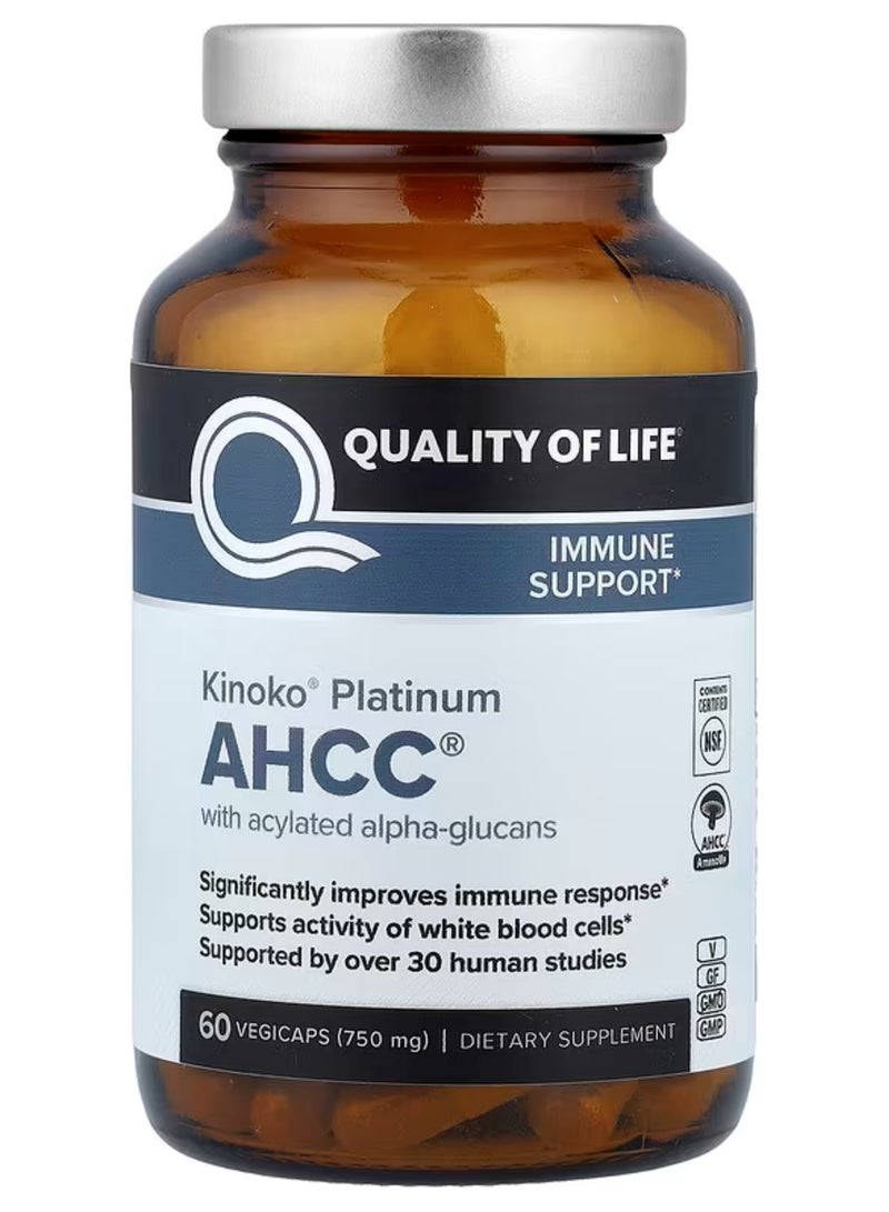 Quality of Life Labs, Kinoko Platinum AHCC, 60 Veggie Capsules - Image 1