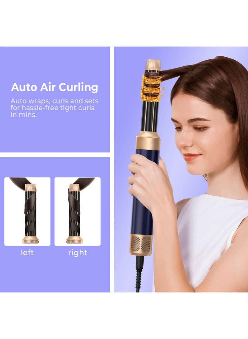 7-in-1 Hair Dryer Brush and Styling Tool Set, Hair Streightening Brushes, Hot Air Curler, for Drying, Combing, Curling, and Straightening Hair, 1400W, 110,000 RPM Air Curler Suitable for Ion-Enhanced Hair Dryer with three Temperature Levels and Cold Air Salon-Quality Styling Black Gift box - Image 2