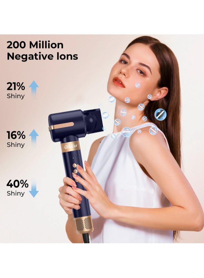 7-in-1 Hair Dryer Brush and Styling Tool Set, Hair Streightening Brushes, Hot Air Curler, for Drying, Combing, Curling, and Straightening Hair, 1400W, 110,000 RPM Air Curler Suitable for Ion-Enhanced Hair Dryer with three Temperature Levels and Cold Air Salon-Quality Styling Black Gift box - Image 4