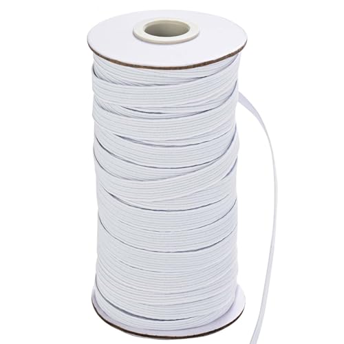 XKDOUS Elastic Band for Sewing, 3/8 Inch 50 Yards White Knit Elastic Bands High Elastic Cord for Sewing Waistband and Pants Waist - Image 1