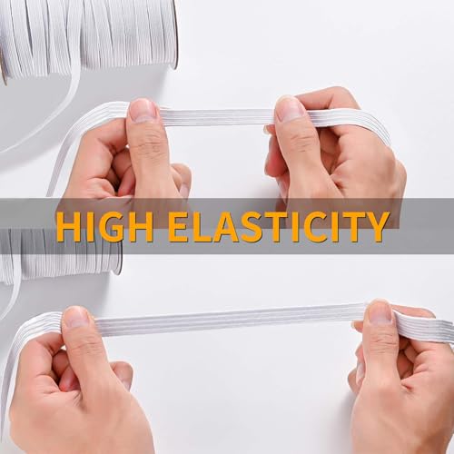 XKDOUS Elastic Band for Sewing, 3/8 Inch 50 Yards White Knit Elastic Bands High Elastic Cord for Sewing Waistband and Pants Waist - Image 4