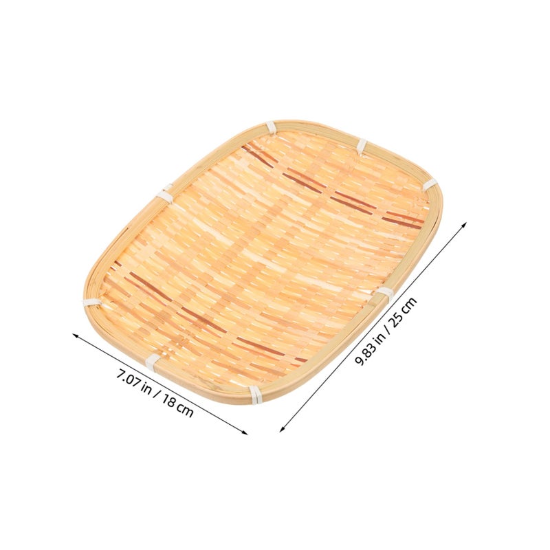 Bamboo Woven Mesh Fruit Basket Holder Plate for Dessert Storage - Image 3